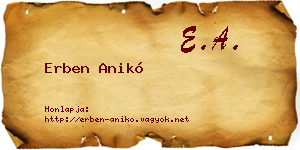 Erben Anikó névjegykártya